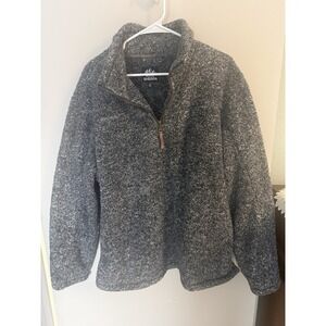 Alpine Sherpa Men's Jacket Size‎ XL Gray 1/4 Zip Pullover Fuzzy Textured